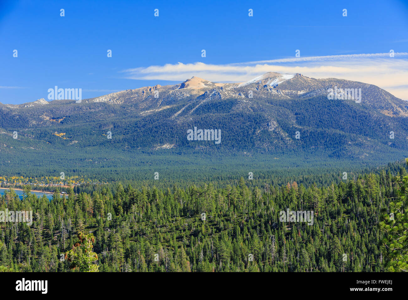 Schneeberg und Wald, Fotos Taken in Lake Tahoe City Stockfoto