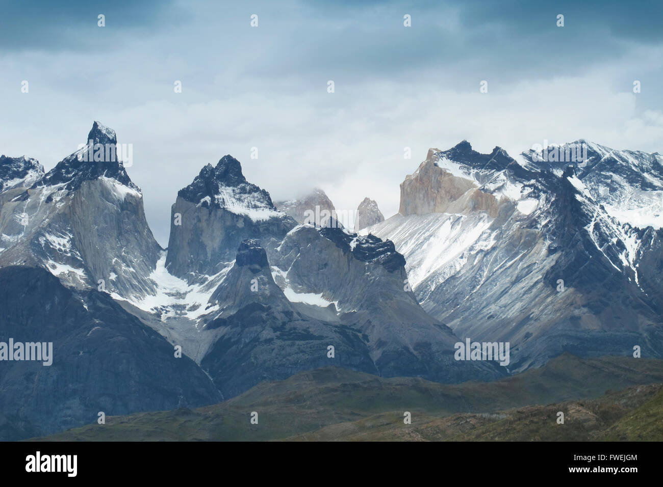 Torres del Paine Spitzen. Chile. Süd-Amerika. Horizontale Stockfoto
