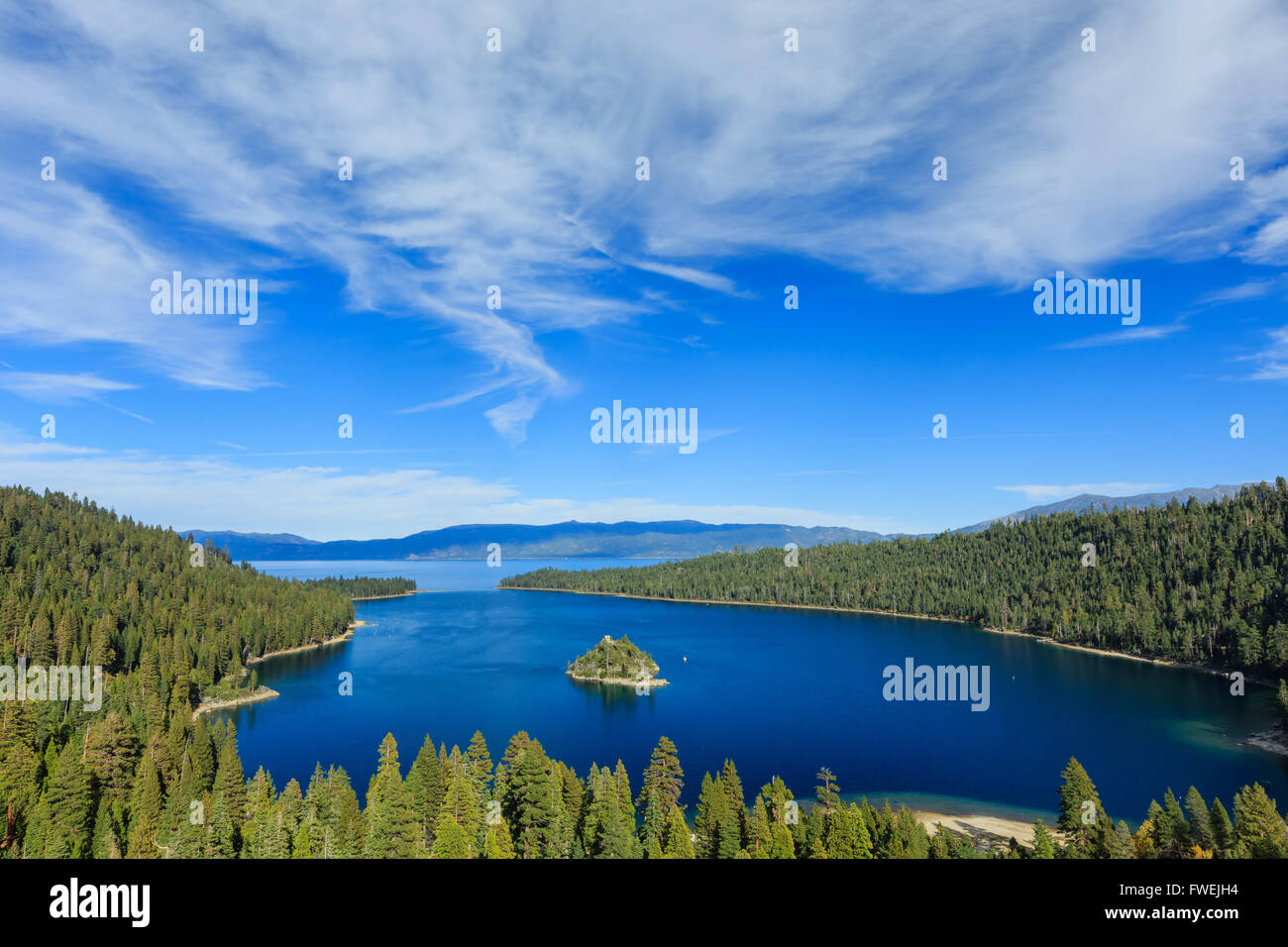 Fannette Island, fotografiert in Lake Tahoe City Stockfoto