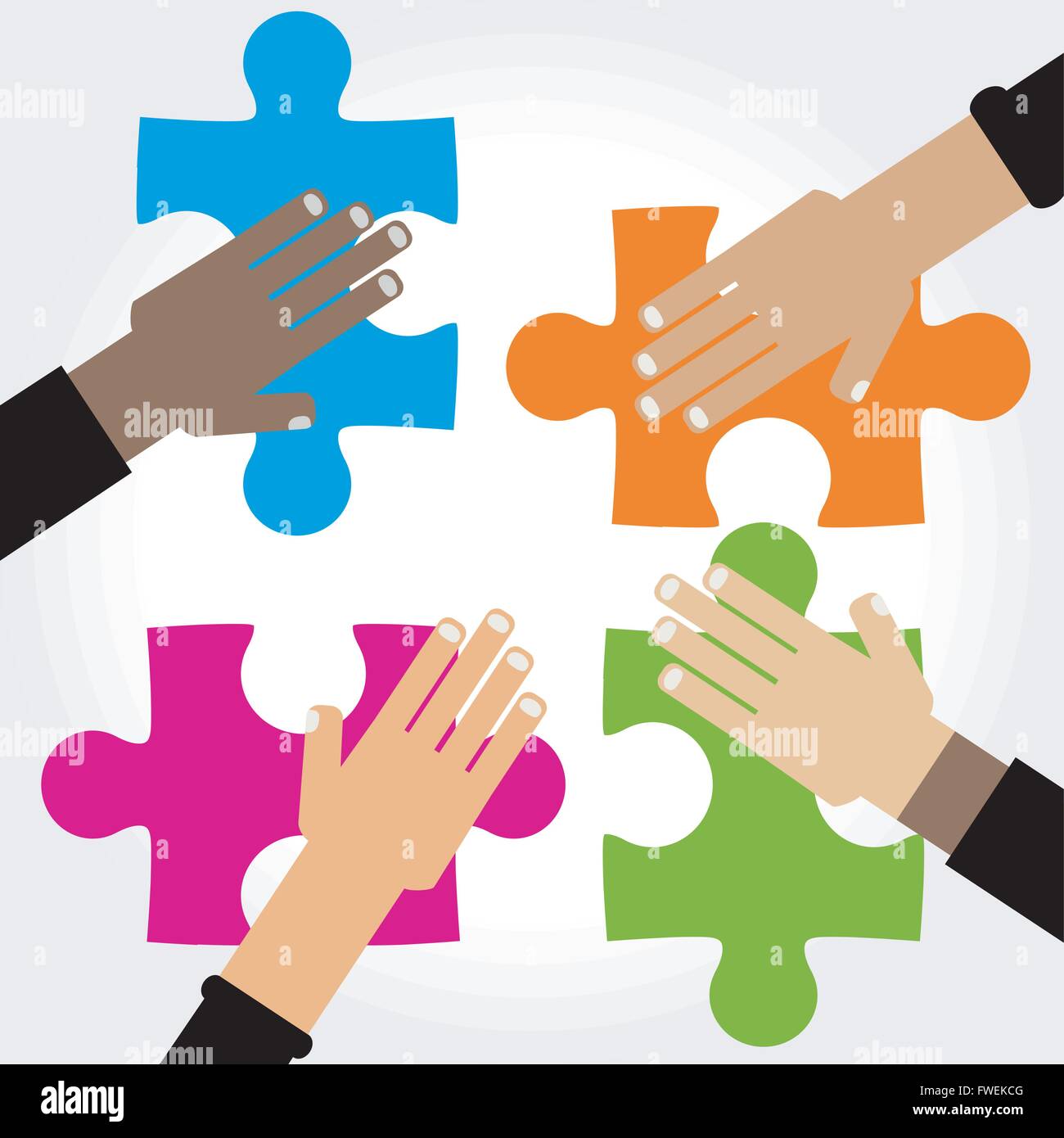 Vielfalt-Hände-Puzzle-Abbildung Stock Vektor