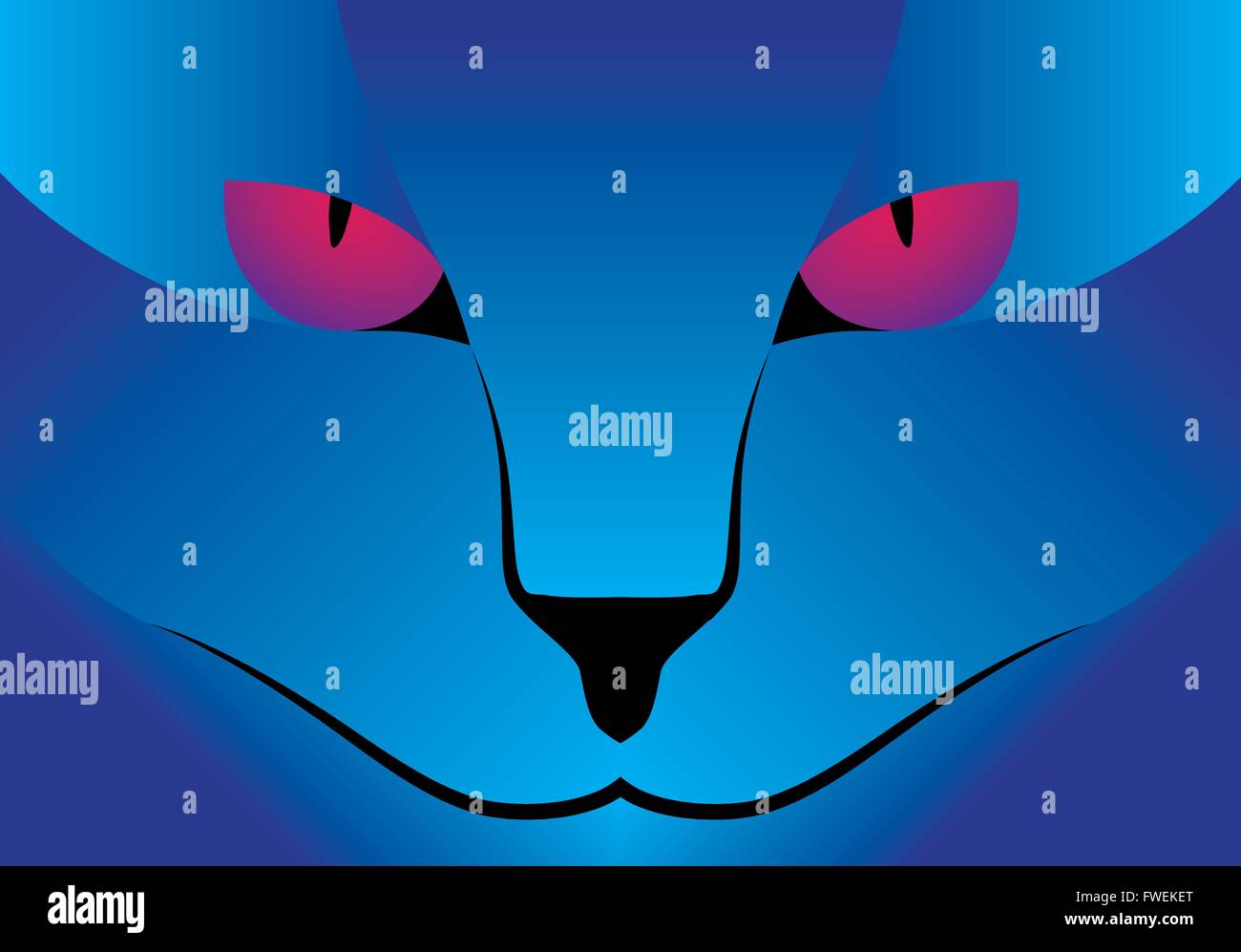 Abbildung Vektorgrafik blaue Katze Lila Augen für den kreativen Einsatz in Grafik-design Stock Vektor