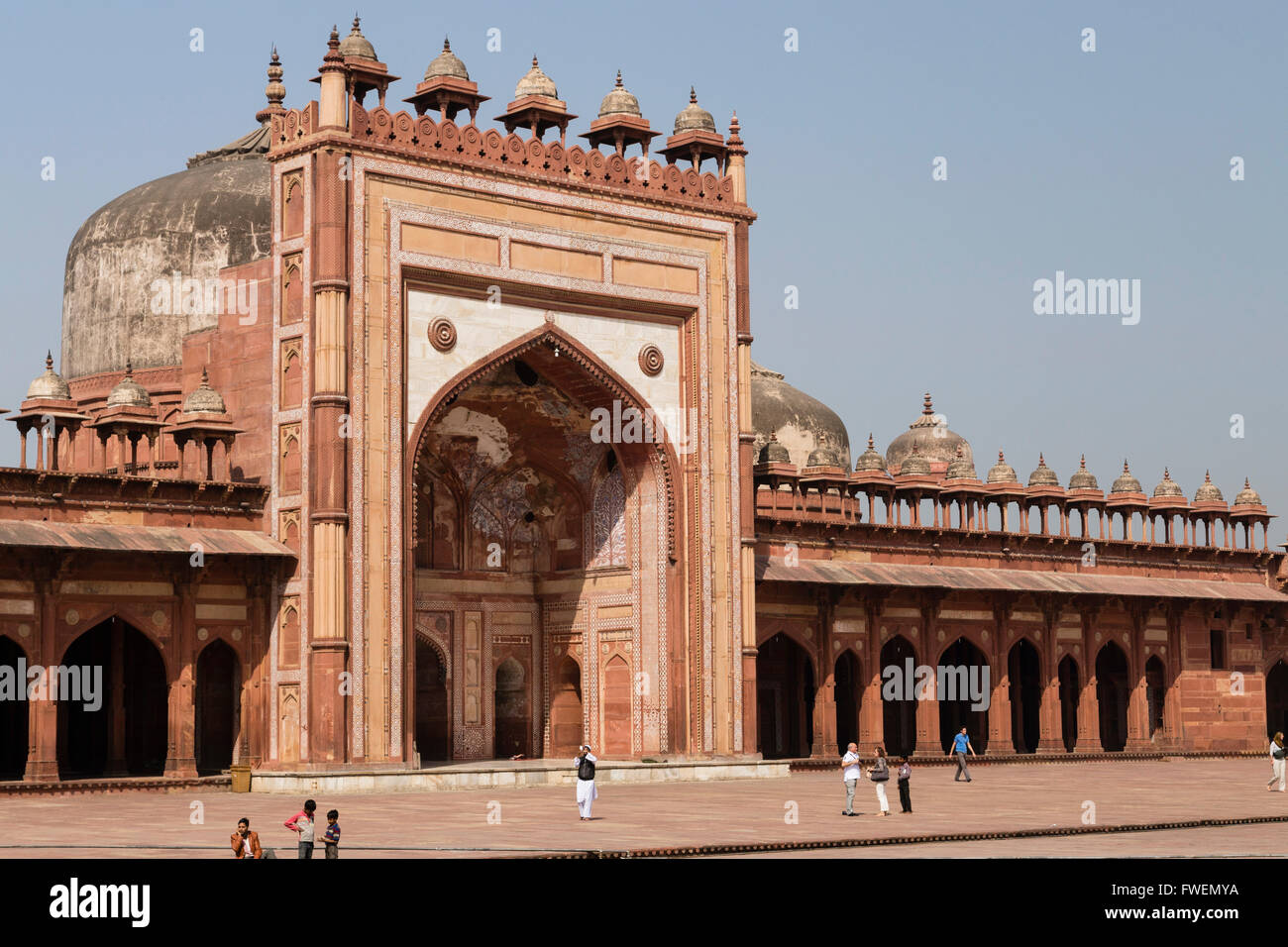 Buland Darwaza, Eingangstor in Fatehpur Sikri, in der Nähe von Agra, Rajasthan, Indien Stockfoto