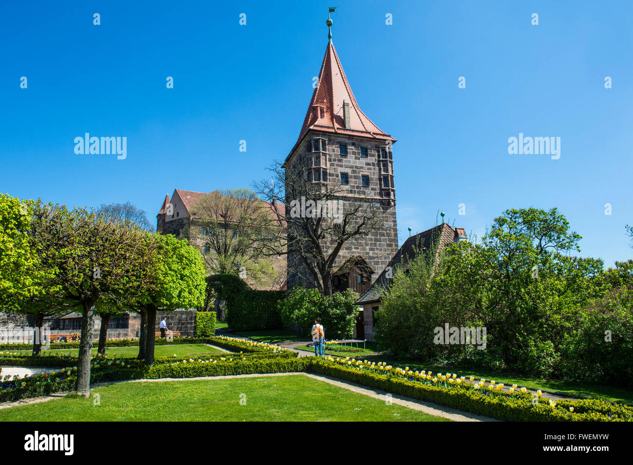 Schloss Garten der Nürnberger Burg, Nürnberg, Mittelfranken, Franken, Bayern, Deutschland Stockfoto