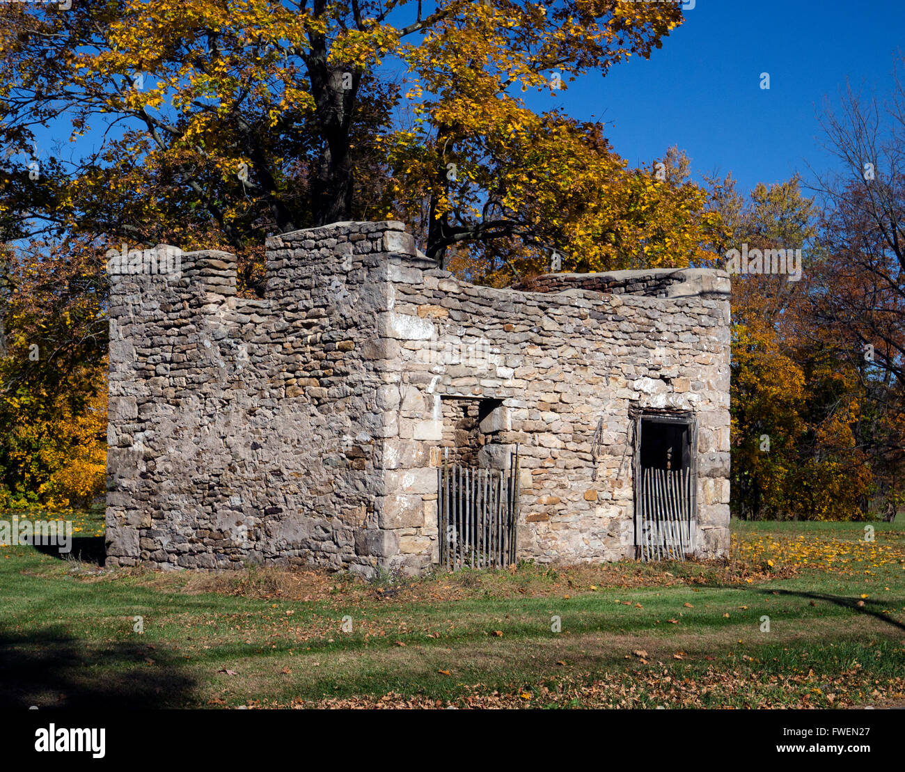 Ruinen von einer kolonialen Steinhütte New Jersey USA Amerika Stockfoto