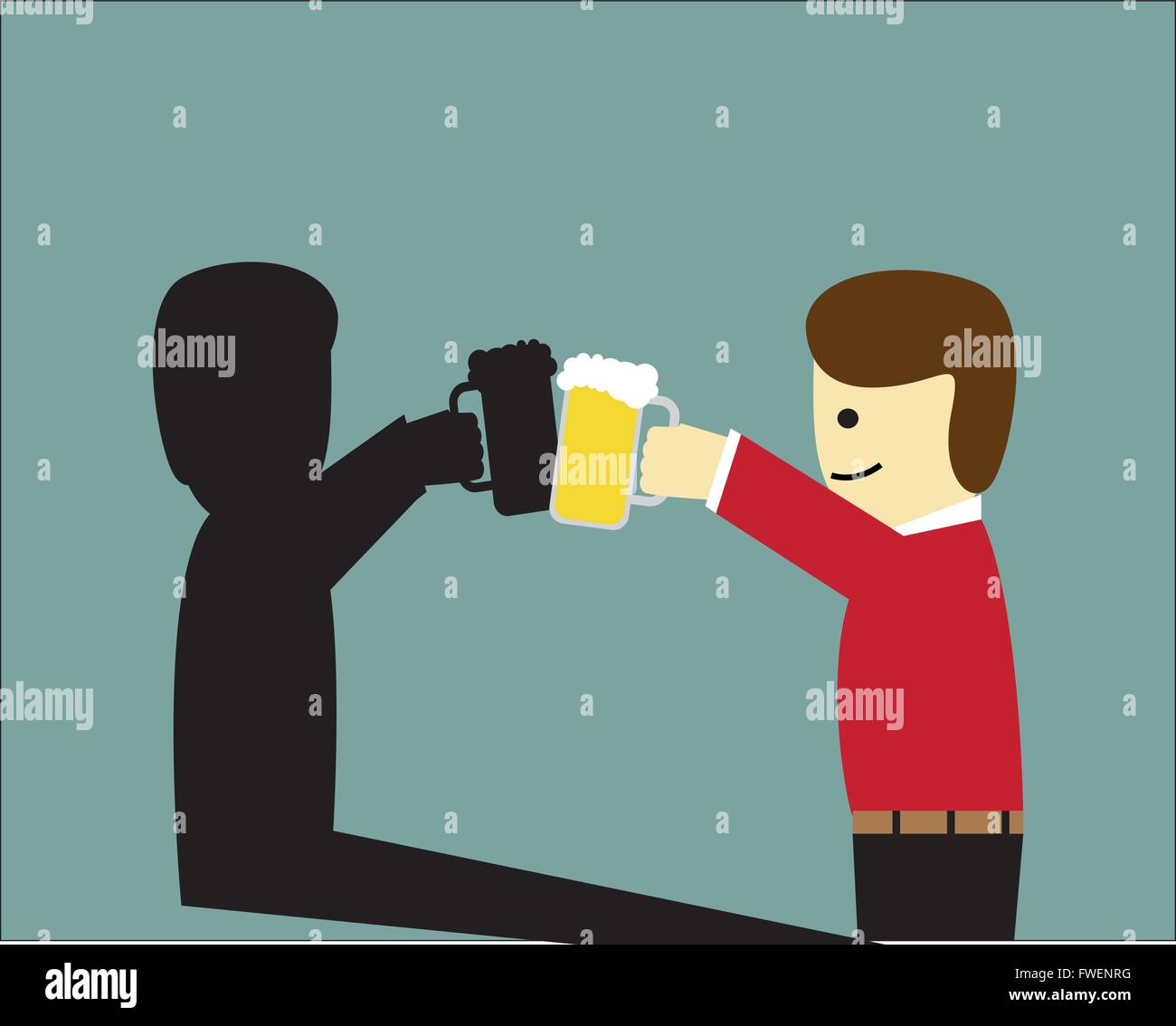 Zufrieden mit sich selbst allein leben. Single-Leben, Vektor Stock Vektor