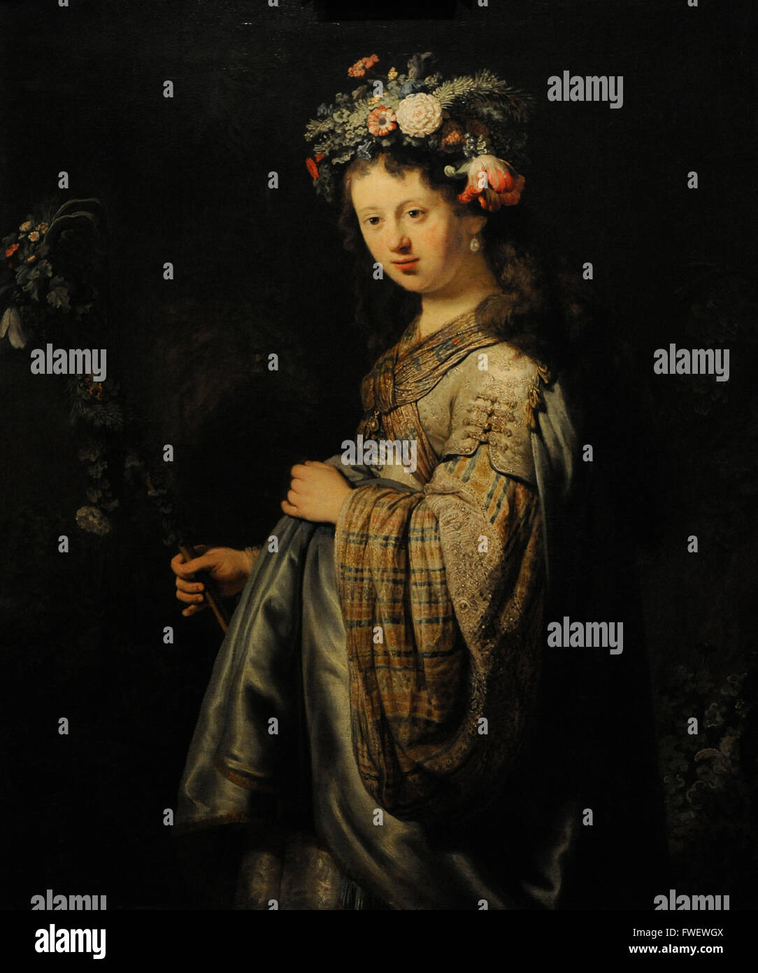 Rembrandt Harmenszoon van Rijn (1606-1669). Niederländischer Maler. Flora, 1634. Die Eremitage. Sankt Petersburg. Russland. Stockfoto