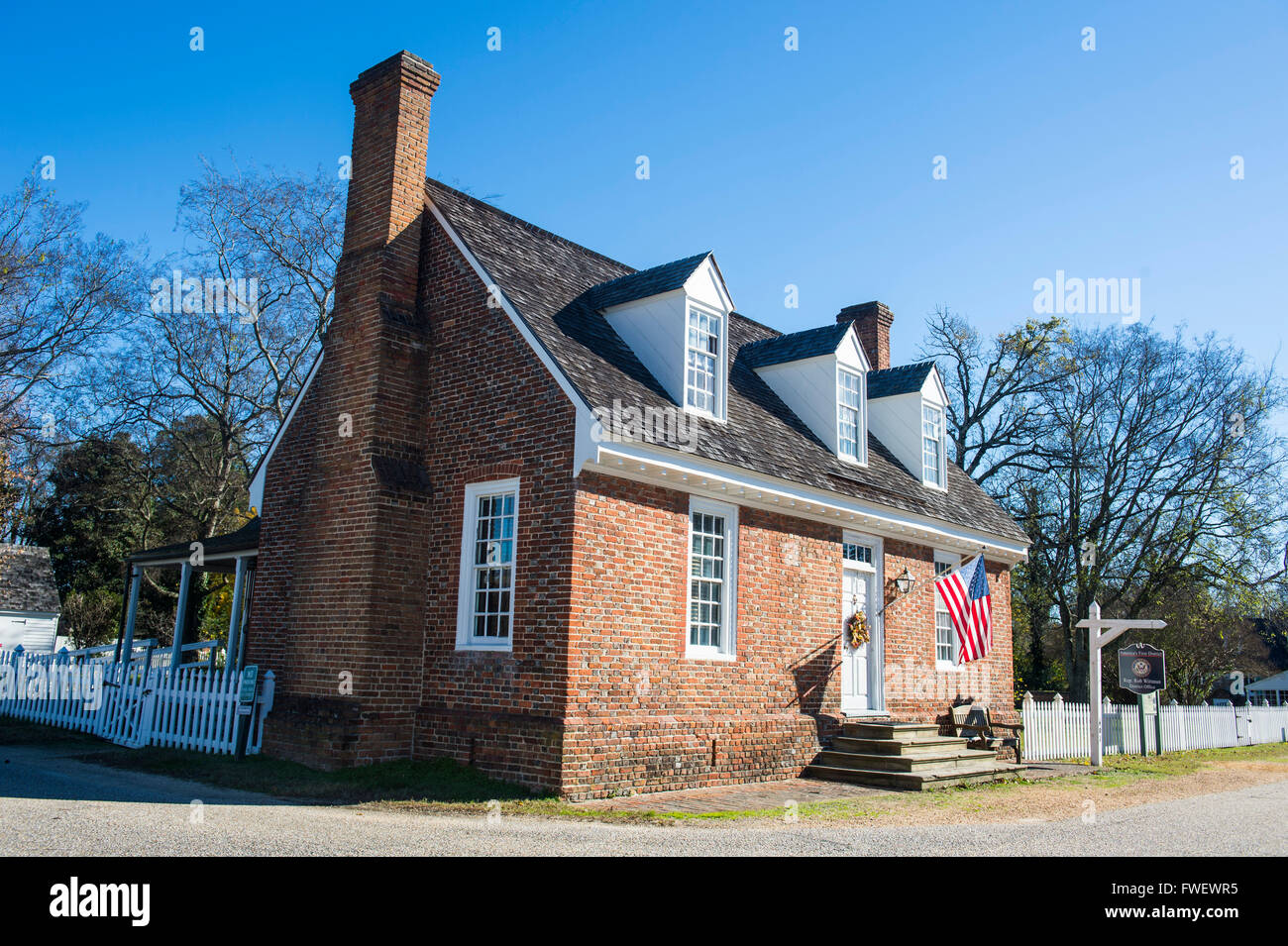 Historische Häuser im historischen Yorktown, Virginia, Vereinigte Staaten von Amerika, Nordamerika Stockfoto