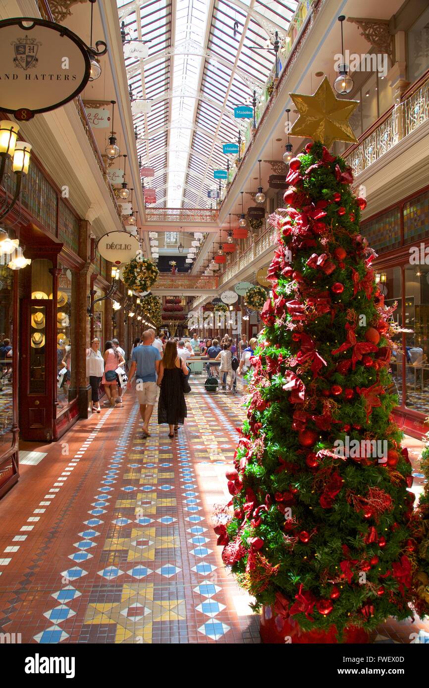 Der Strand Arcade Innenraum an Weihnachten, Sydney, New South Wales, Australien, Ozeanien Stockfoto