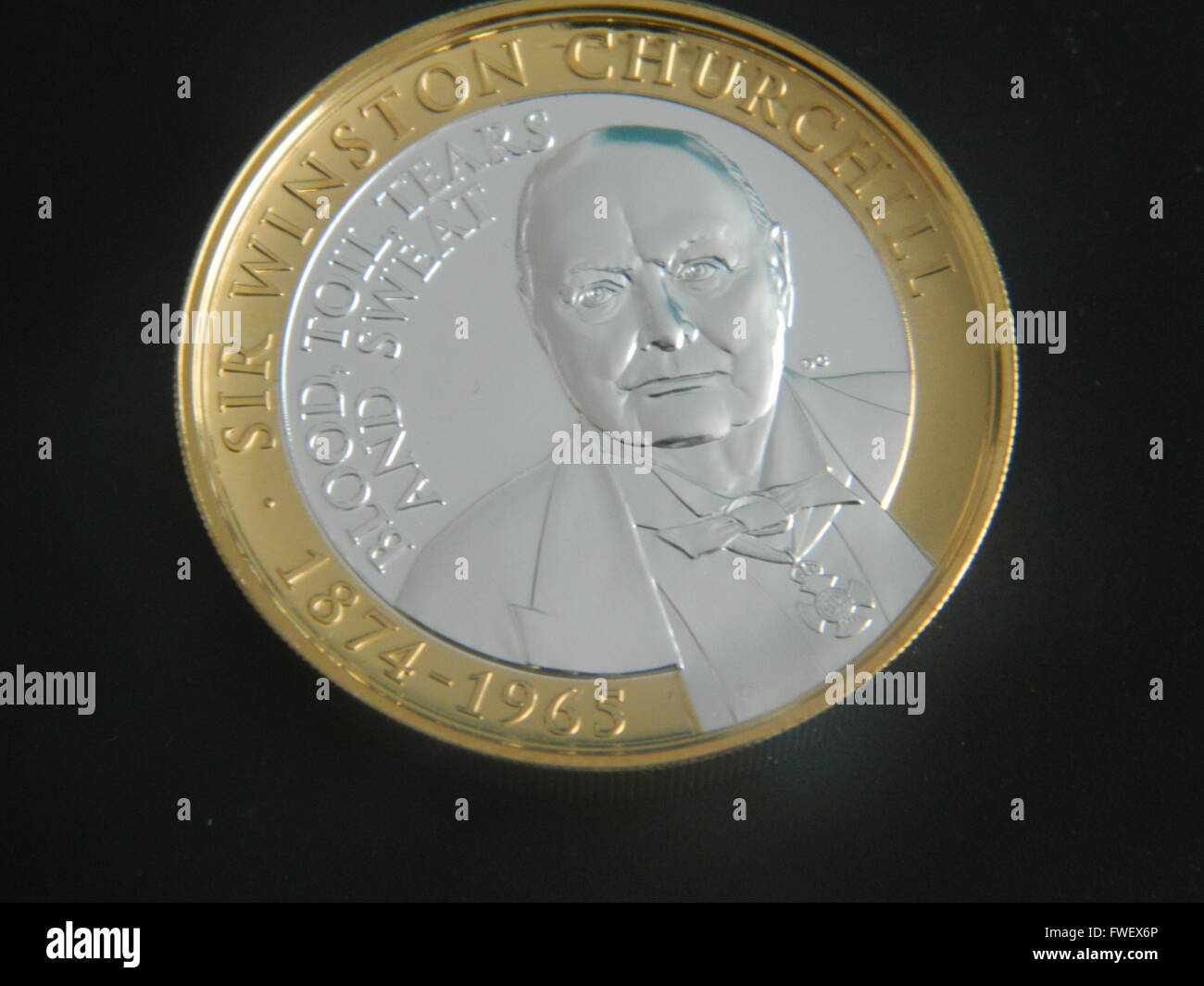 Winston Churchill-Gedenkmünze Stockfoto