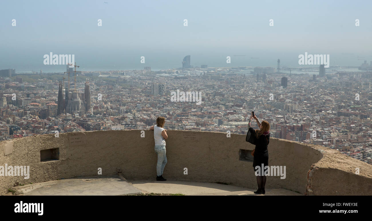 Barcelona-Blick vom The Bunker del Carmel Stockfoto