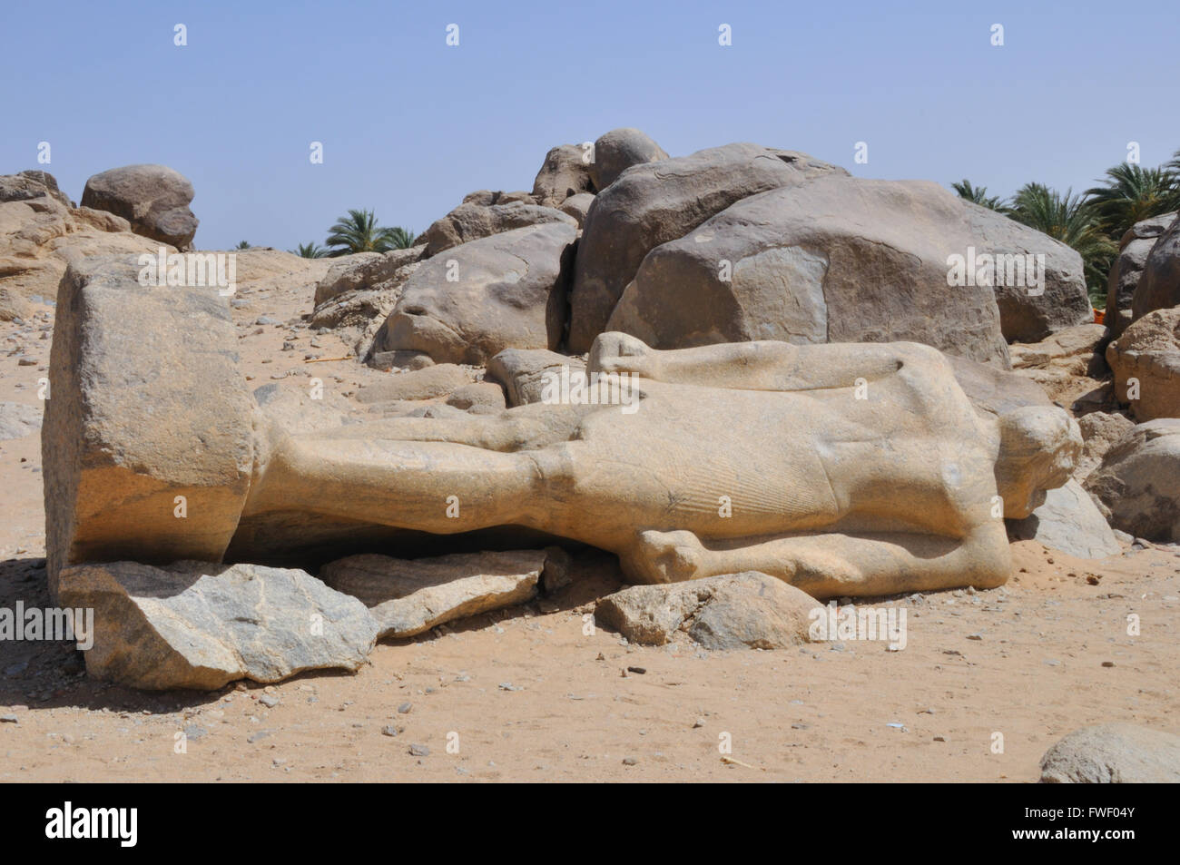 Unvollendete Black Pharao Taharqa statue Stockfoto