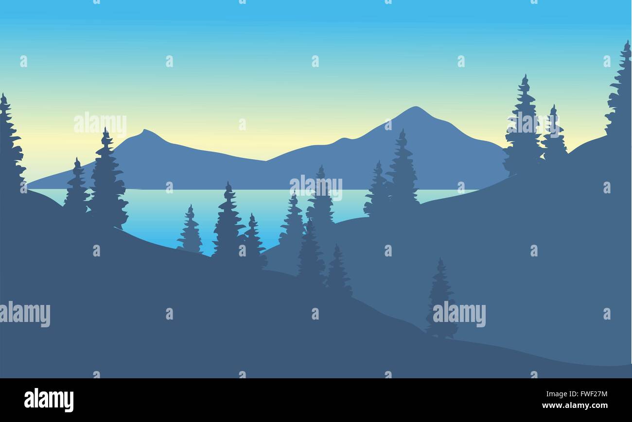 Landschaft Gebirge mit Fichte Stock Vektor