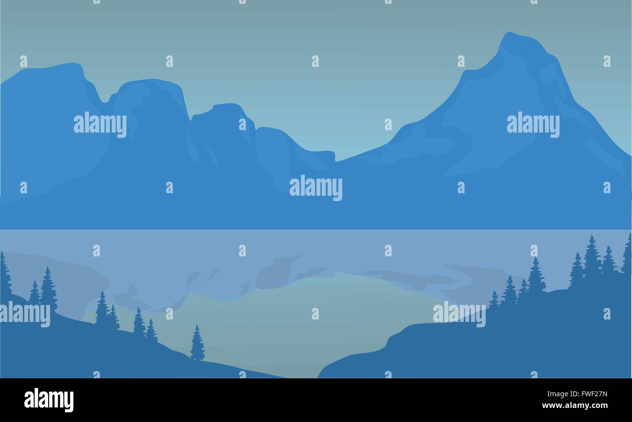 Silhouette der Highlands und Meer Stock Vektor