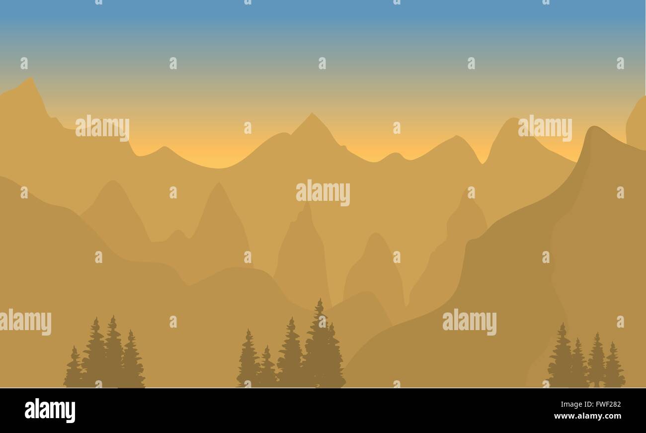 Silhouette der Highlands mit braunem Hintergrund Stock Vektor