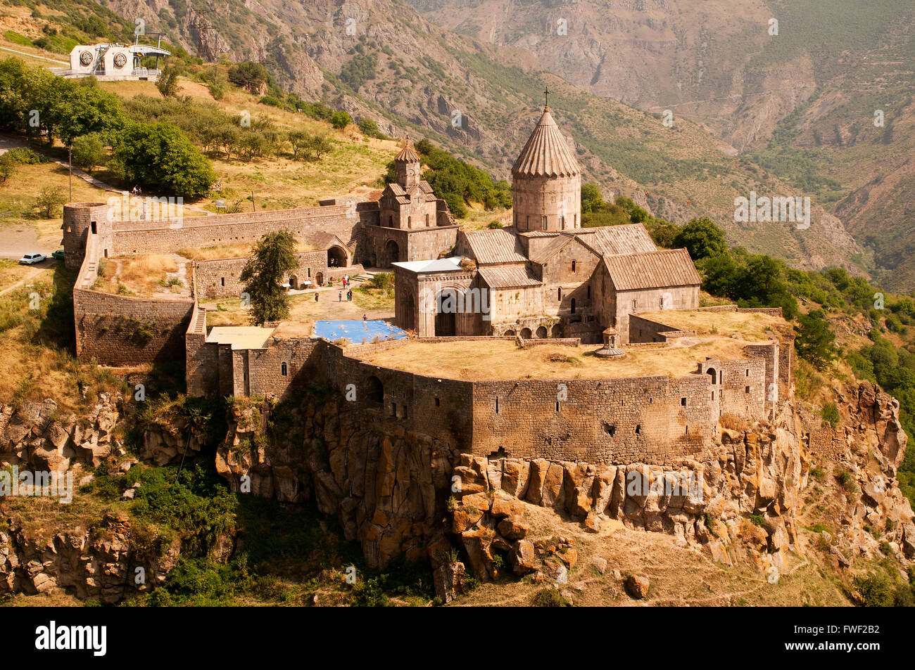 Das Kloster Tatev ist ein 9. Jahrhundert armenische Kloster befindet sich auf einem großen Basalt Plateau nahe dem Dorf von Tatev Syunik PR Stockfoto