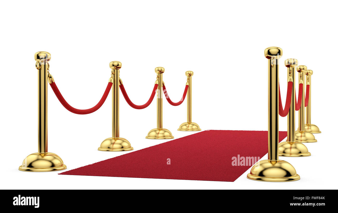 Gold-rungen und ein roter Teppich Stockfoto