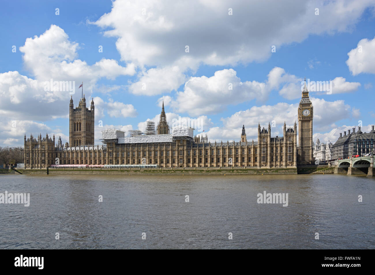 Häuser des Parlaments, im Umbau, London. Stockfoto