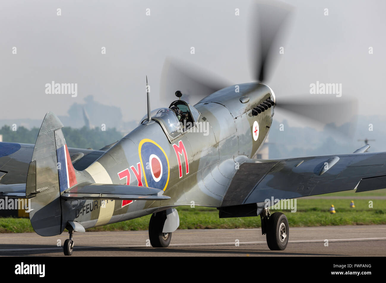 Supermarine Spitfire HF8C (Mk.8, Mk VIII) ikonische britische Weltkrieg Kämpfer Flugzeug D-FEUR Stockfoto