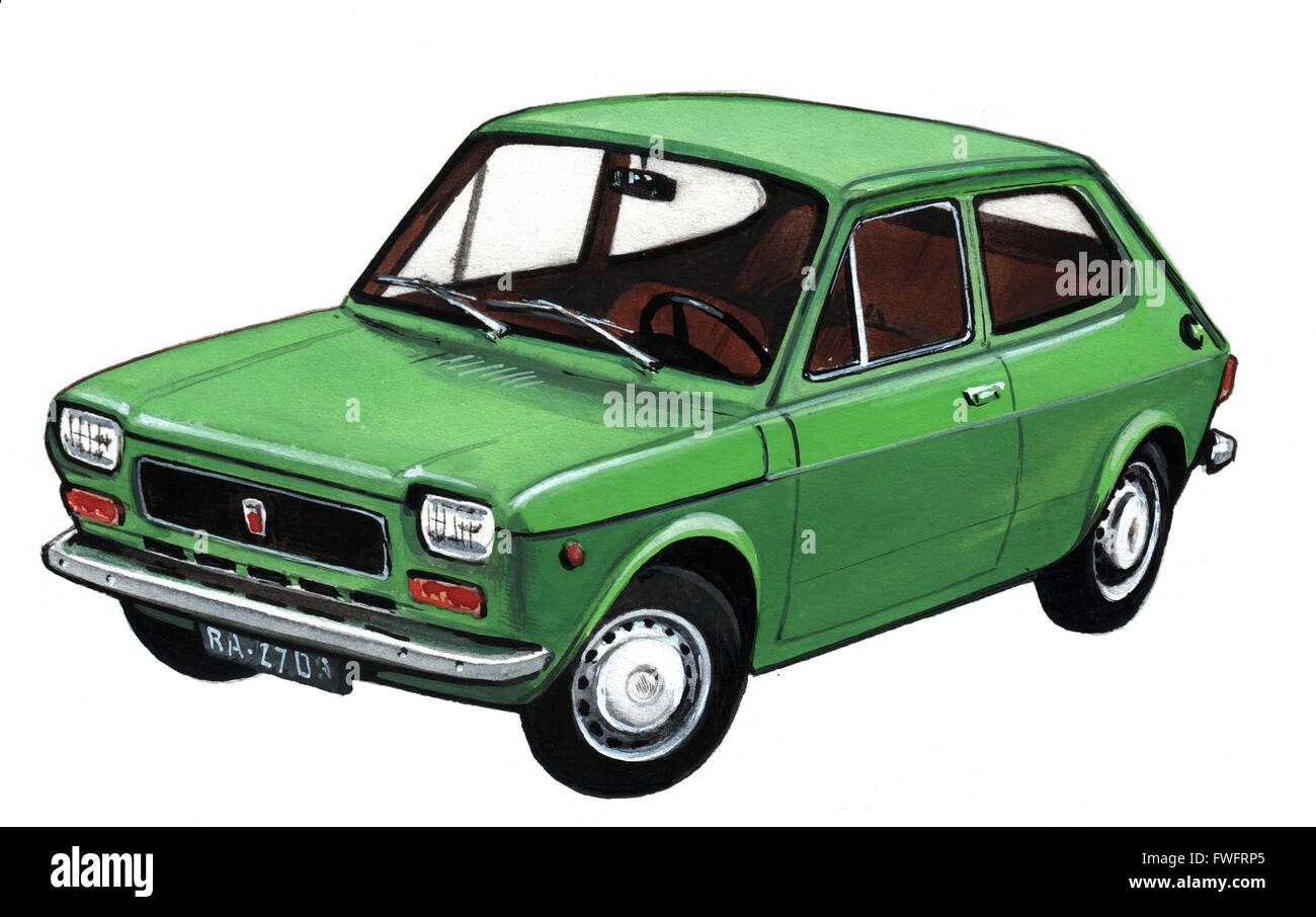 Abbildung von einem Fiat 127 von Bohdan Wroblewski Stockfoto