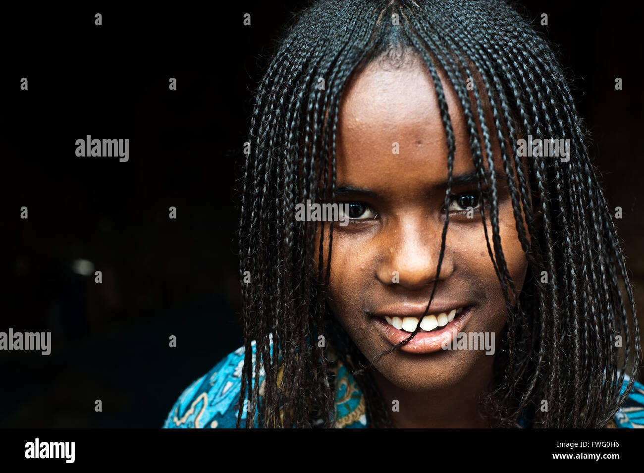 Female eritreischen Flüchtling. Sie gehört dem Stamm der Afar, sie ist muslimisch. Stockfoto