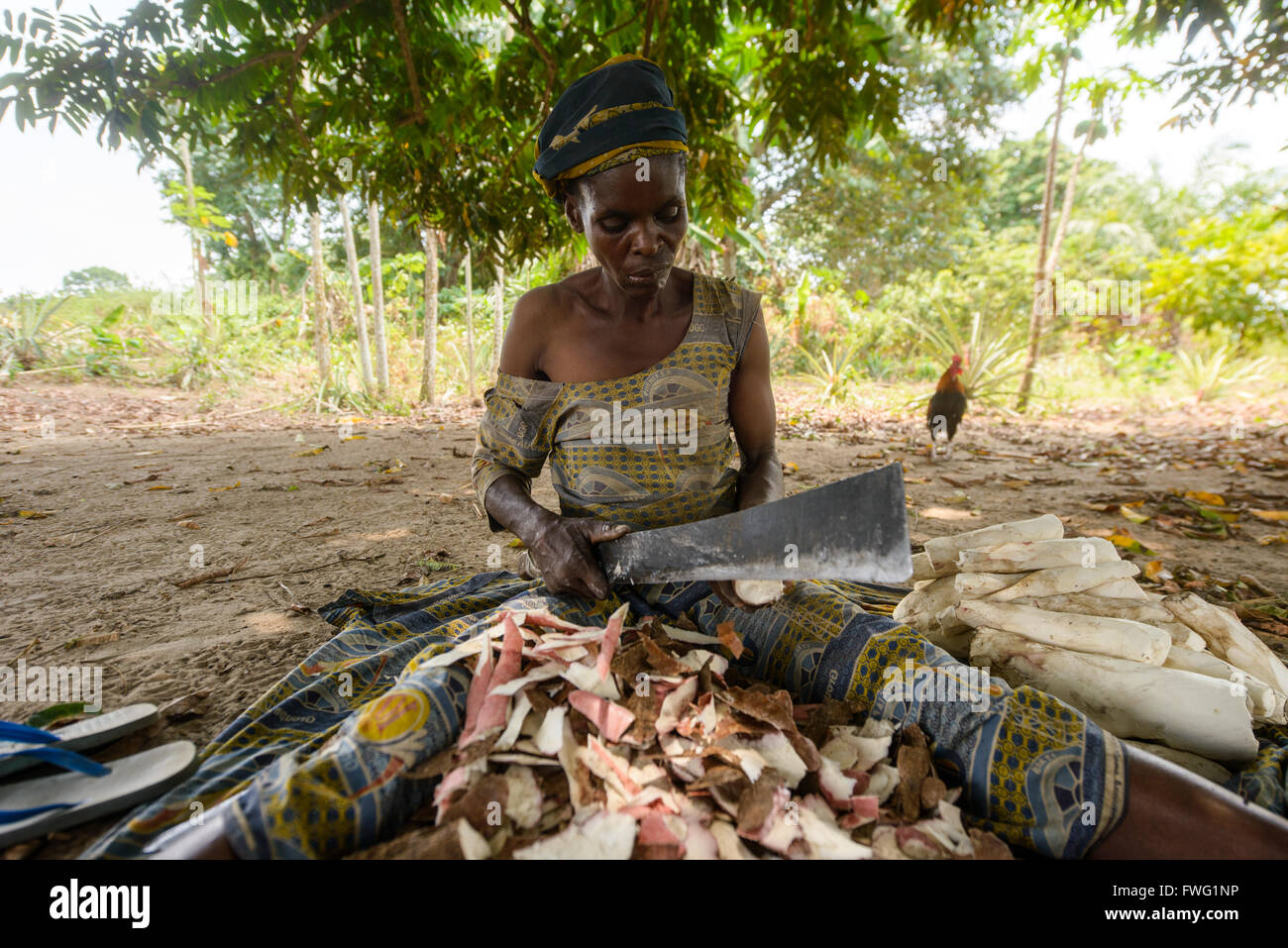 Frau, die Zubereitung von Speisen, demokratische Republik Kongo Stockfoto