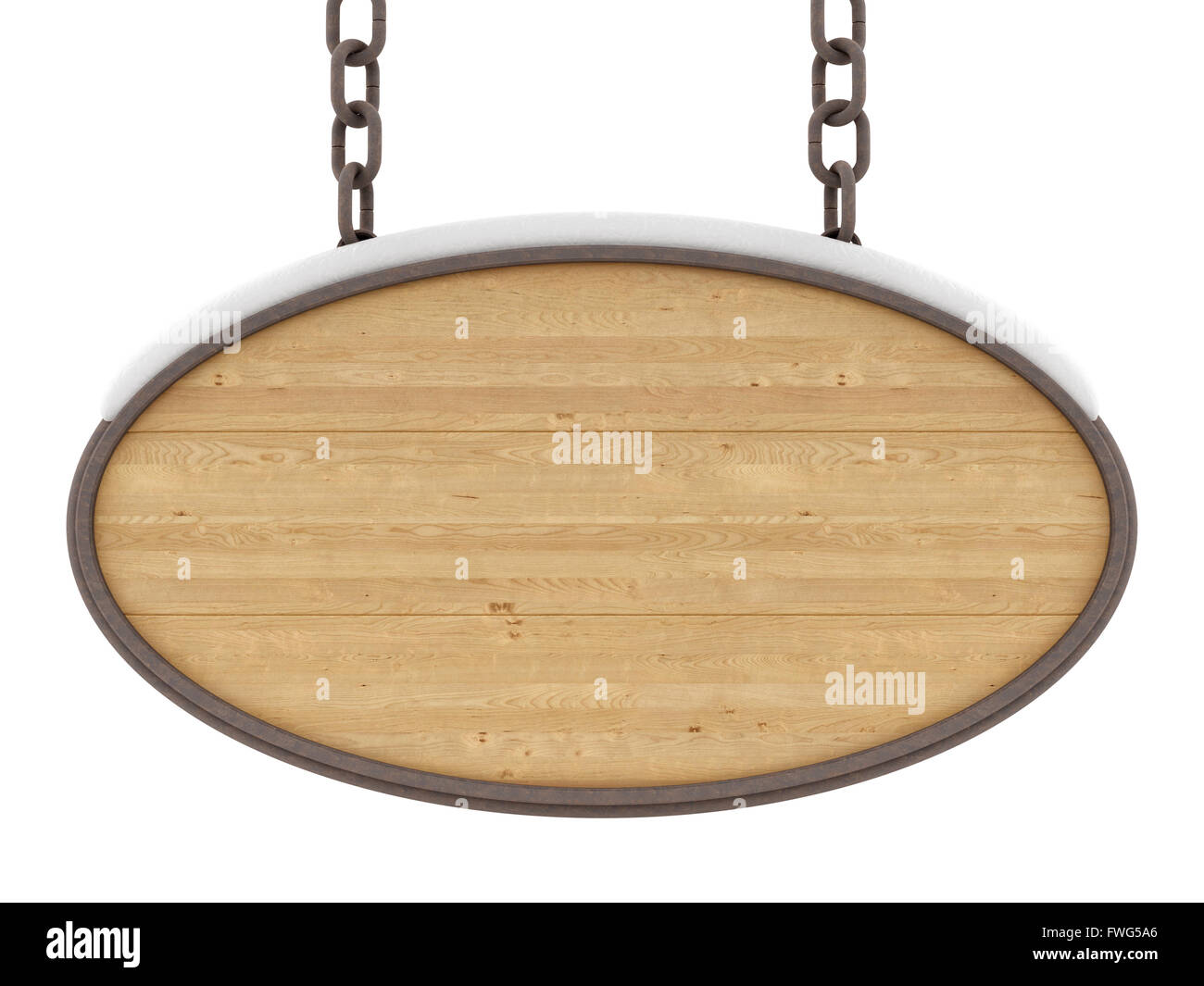 Holz Schild mit Schnee Stockfoto