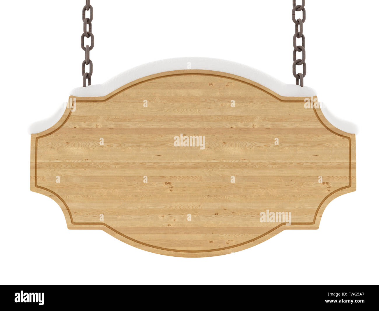 Holz Schild mit Schnee Stockfoto