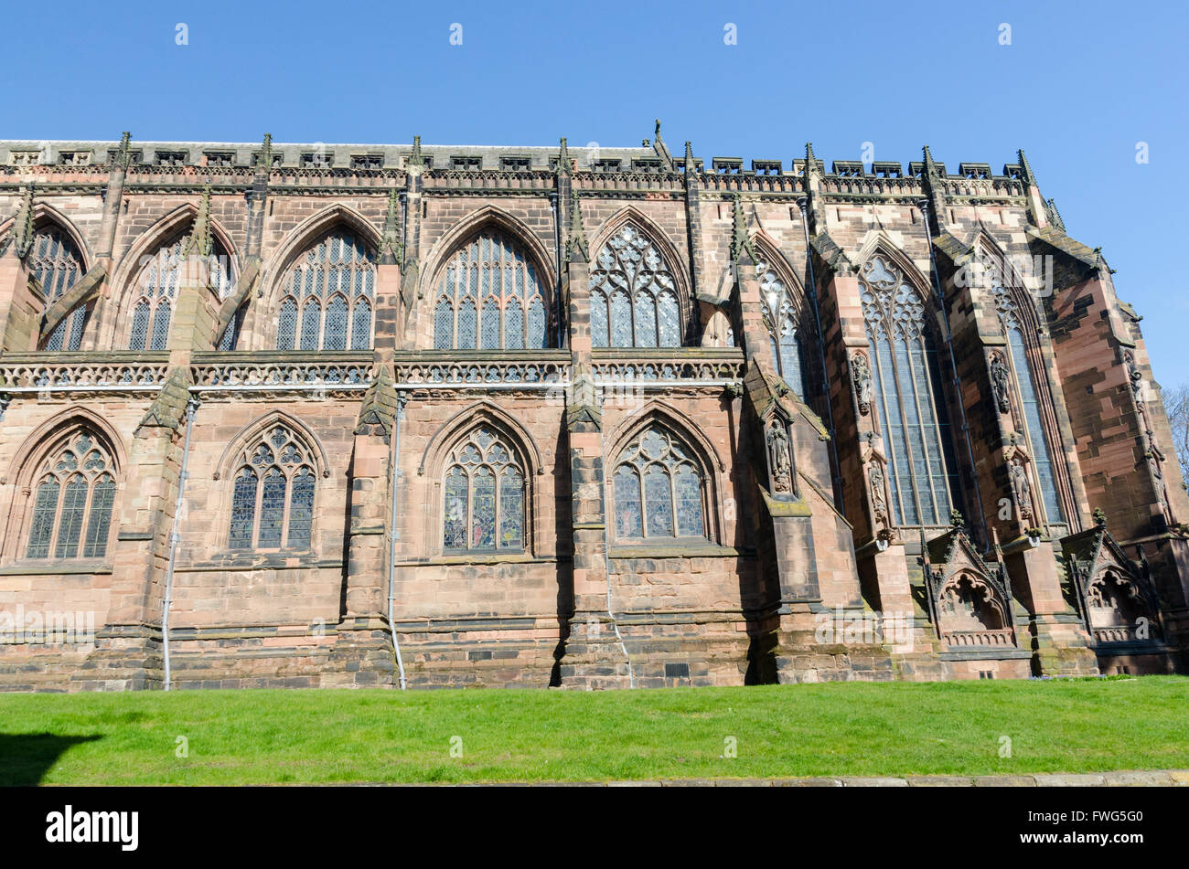 Kathedrale von Lichfield, eine Drei-spired mittelalterliche Kathedrale. Stockfoto