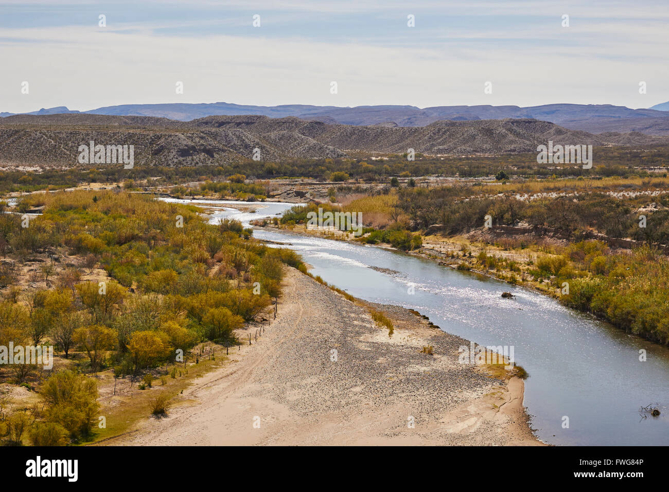Rio Grande River an der Grenze von Texas Mexiko in Big Bend Country, Texas, USA-Mexiko Stockfoto
