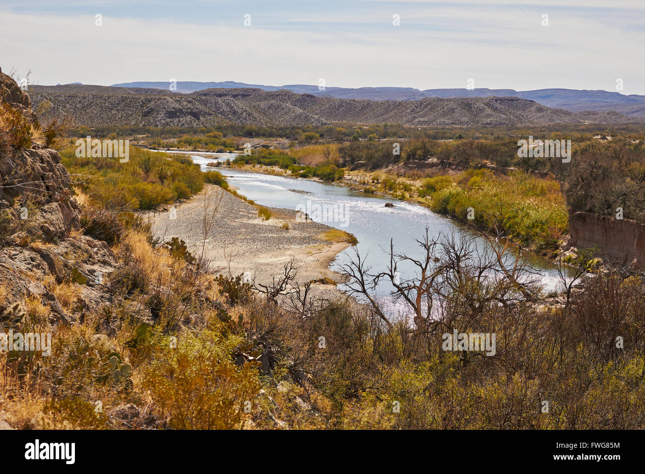 Rio Grande River an der Grenze von Texas Mexiko in Big Bend Country, Texas, USA-Mexiko Stockfoto