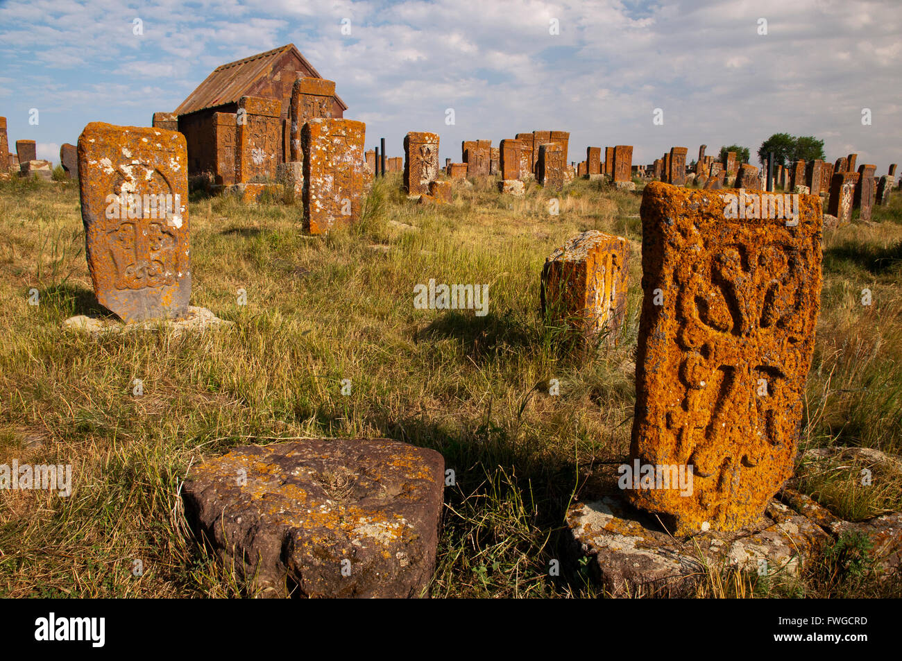 Der Friedhof Noratus mit mehr als 900 Khachkhars, Armenien Stockfoto