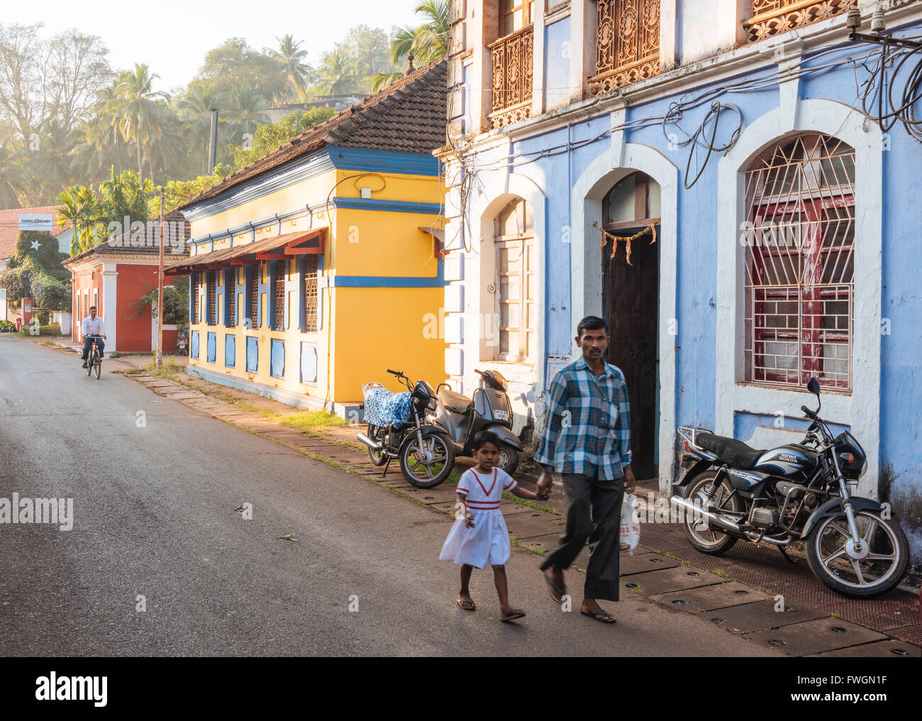 Straßenszene, Panjim, Goa, Indien, Südasien Stockfoto