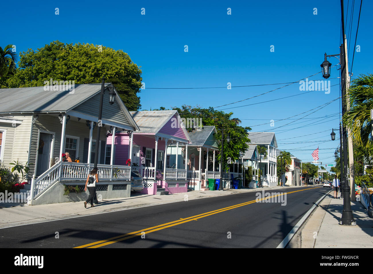 Häusern im Kolonialstil in Key West, Florida, Vereinigte Staaten von Amerika, Nordamerika Stockfoto