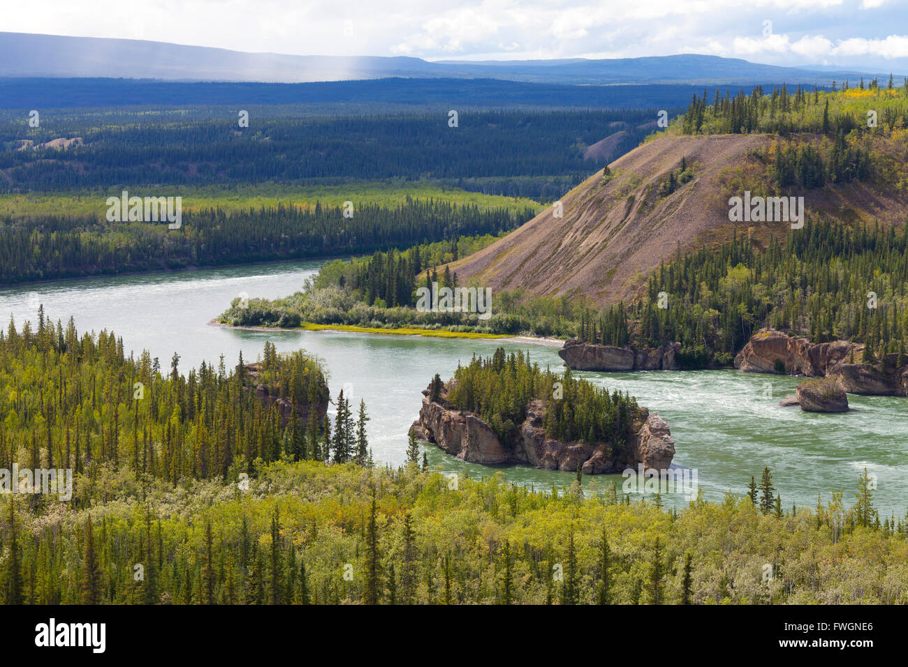 Die Five Finger Rapids und dem Yukon River, Yukon Territorium, Kanada, Nordamerika Stockfoto