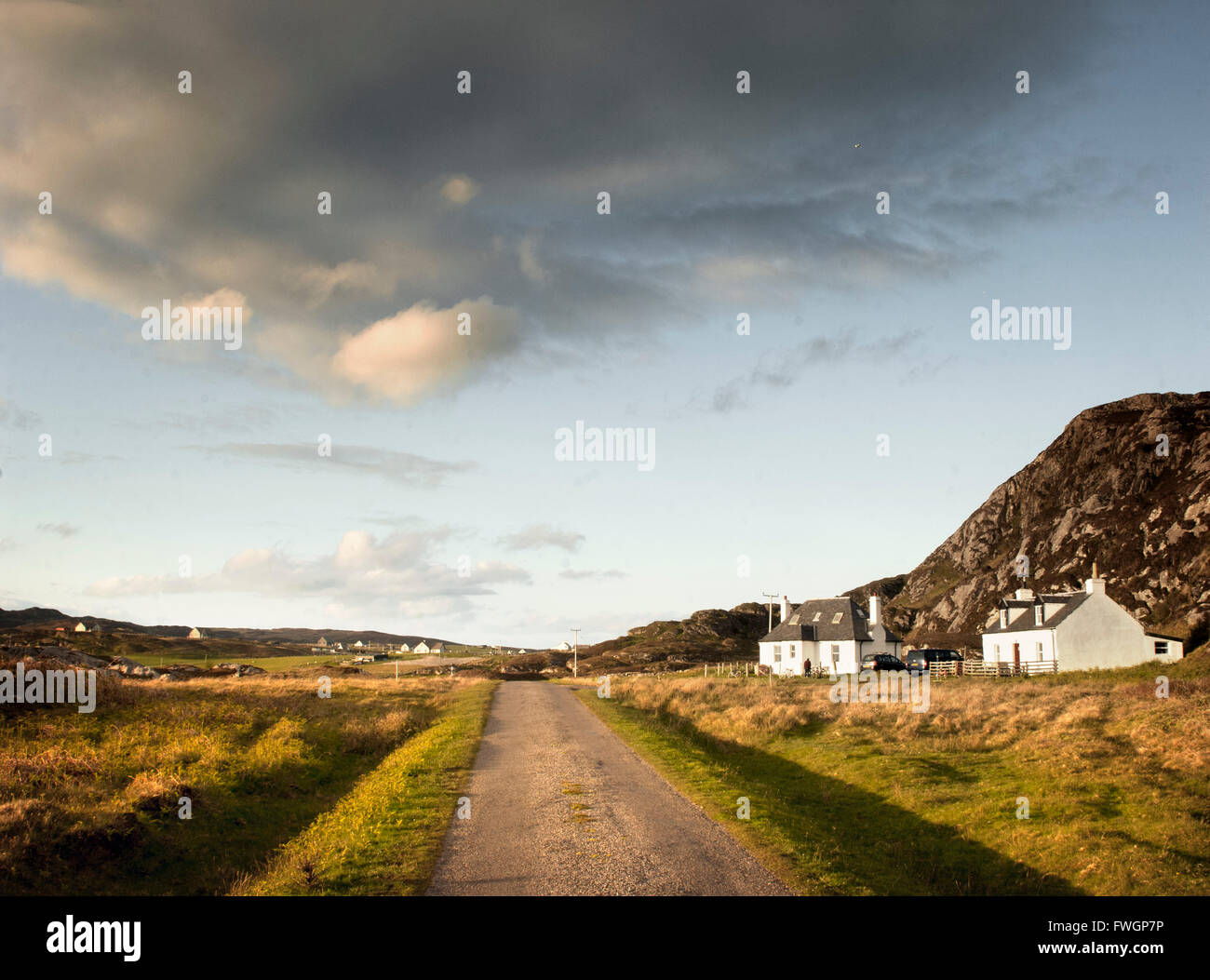 Zwei Croft Häuser, Insel Colonsay Inneren Hebriden, Schottland, Vereinigtes Königreich, Europa Stockfoto