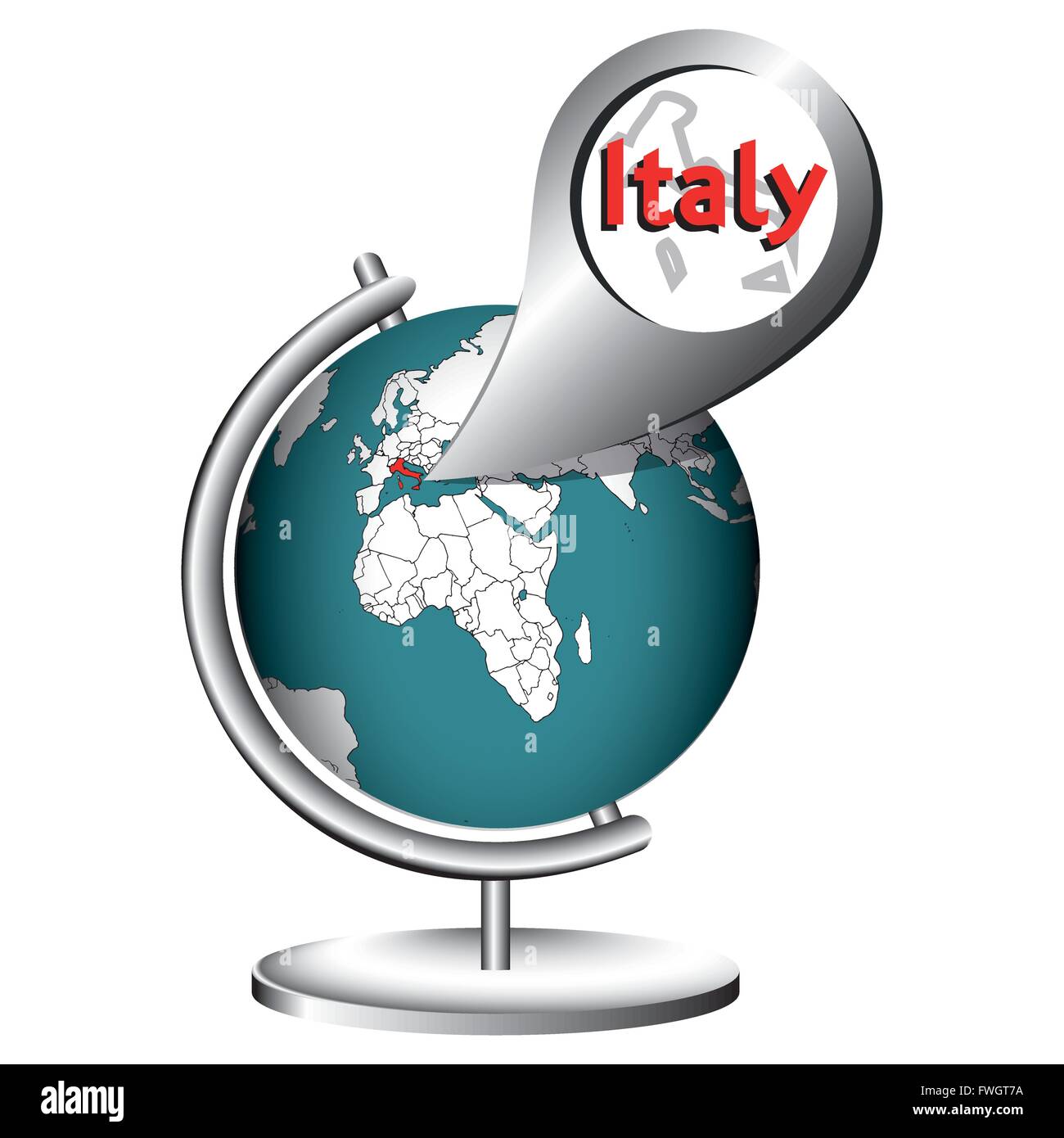 Abbildung Vektor Grafik Globus Italien für verschiedene Zwecke im Bereich Web- und Grafikdesign Stock Vektor