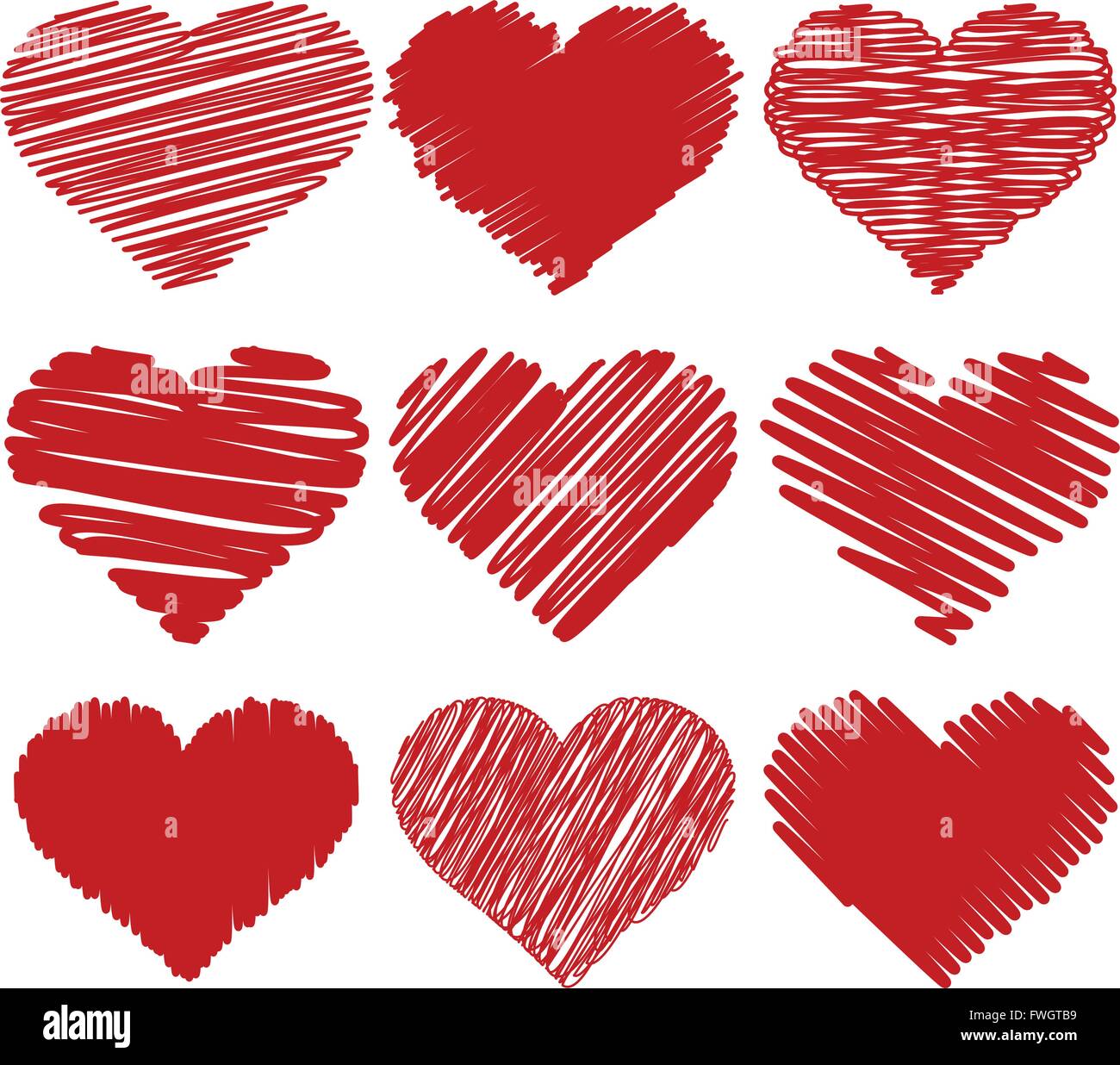 Eine Vektor-Illustration gemalten Herzen für verschiedene Zwecke Stock Vektor