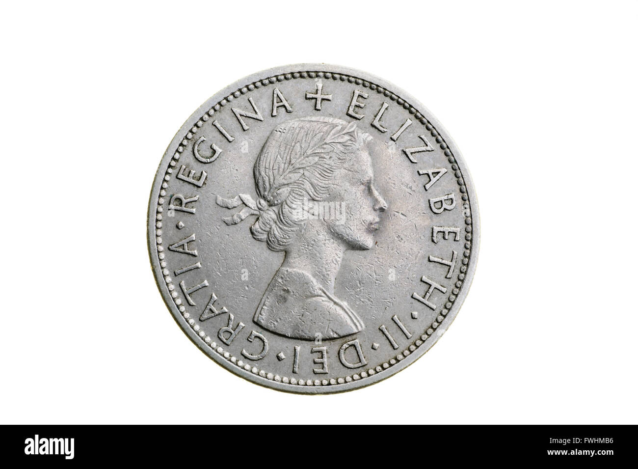 Alte Krone, vor dezimal UK Prägung. Stockfoto