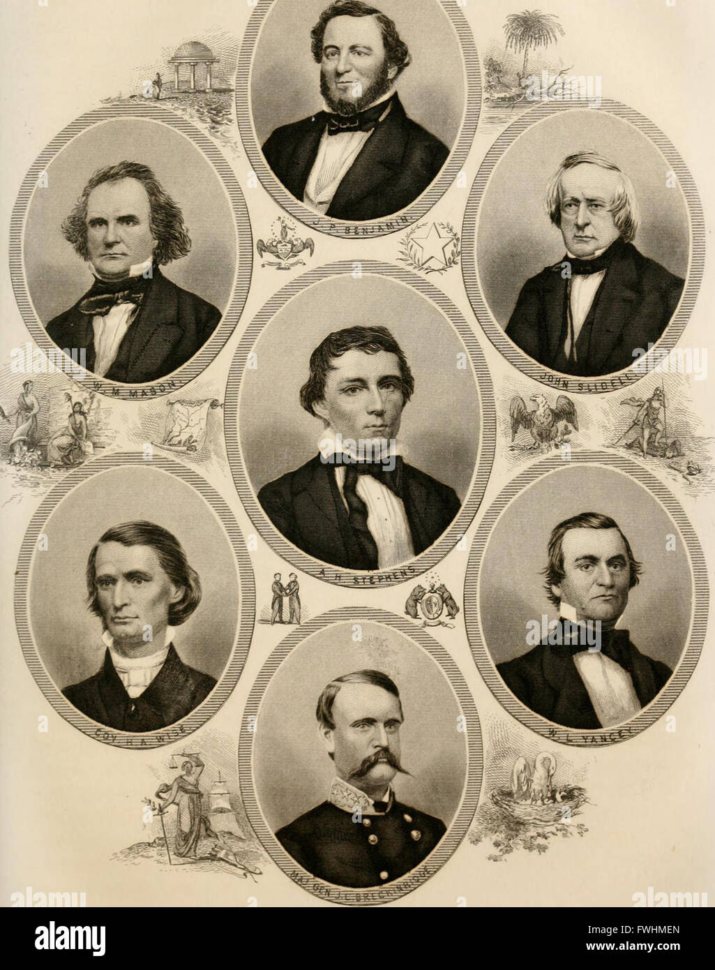 Dieses Werk bietet einen detaillierten historischen Überblick über die Konföderation während des Amerikanischen Bürgerkrieges, wobei der Schwerpunkt auf ihrem Aufstieg, militärischen Feldzügen und Schlachten liegt. Stockfoto