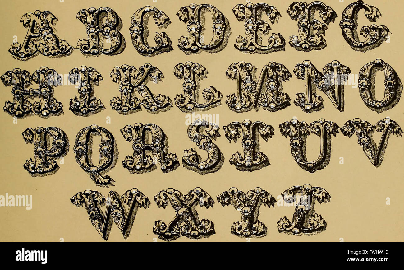 Das Signist Buch der modernen Alphabete, schlicht und ornamental, alten und mediC3A6val, aus dem achten bis zum zwanzigsten Jahrhundert, mit Ziffern (1906) Stockfoto
