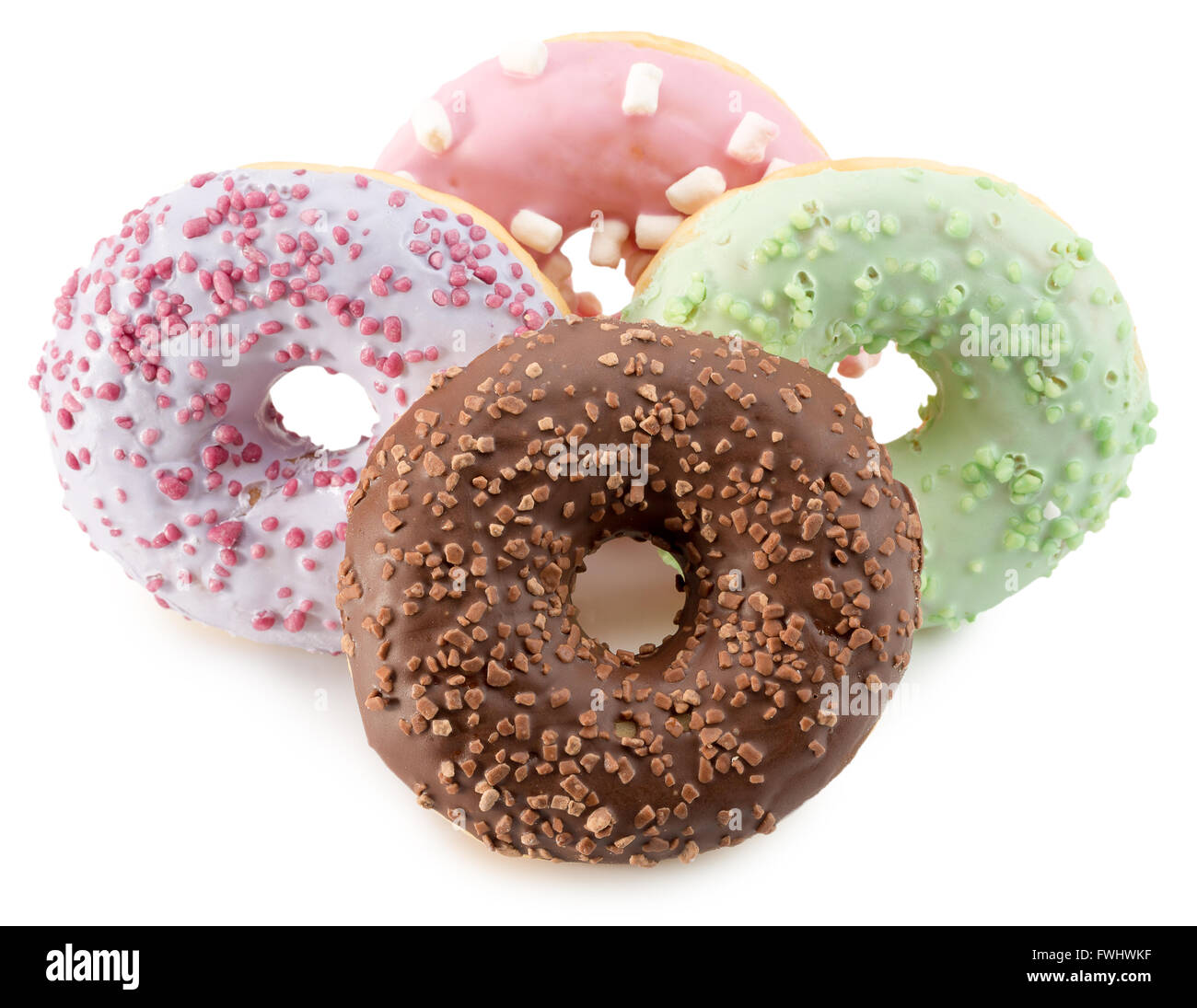 glasierte Donuts auf dem weißen Hintergrund isoliert. Stockfoto