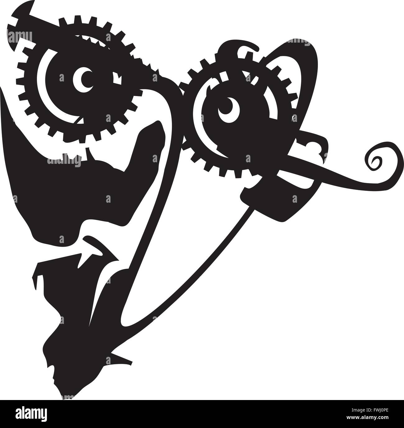 Abstrakte Steam Punk-Gesicht Silhouette Vektor Stock Vektor