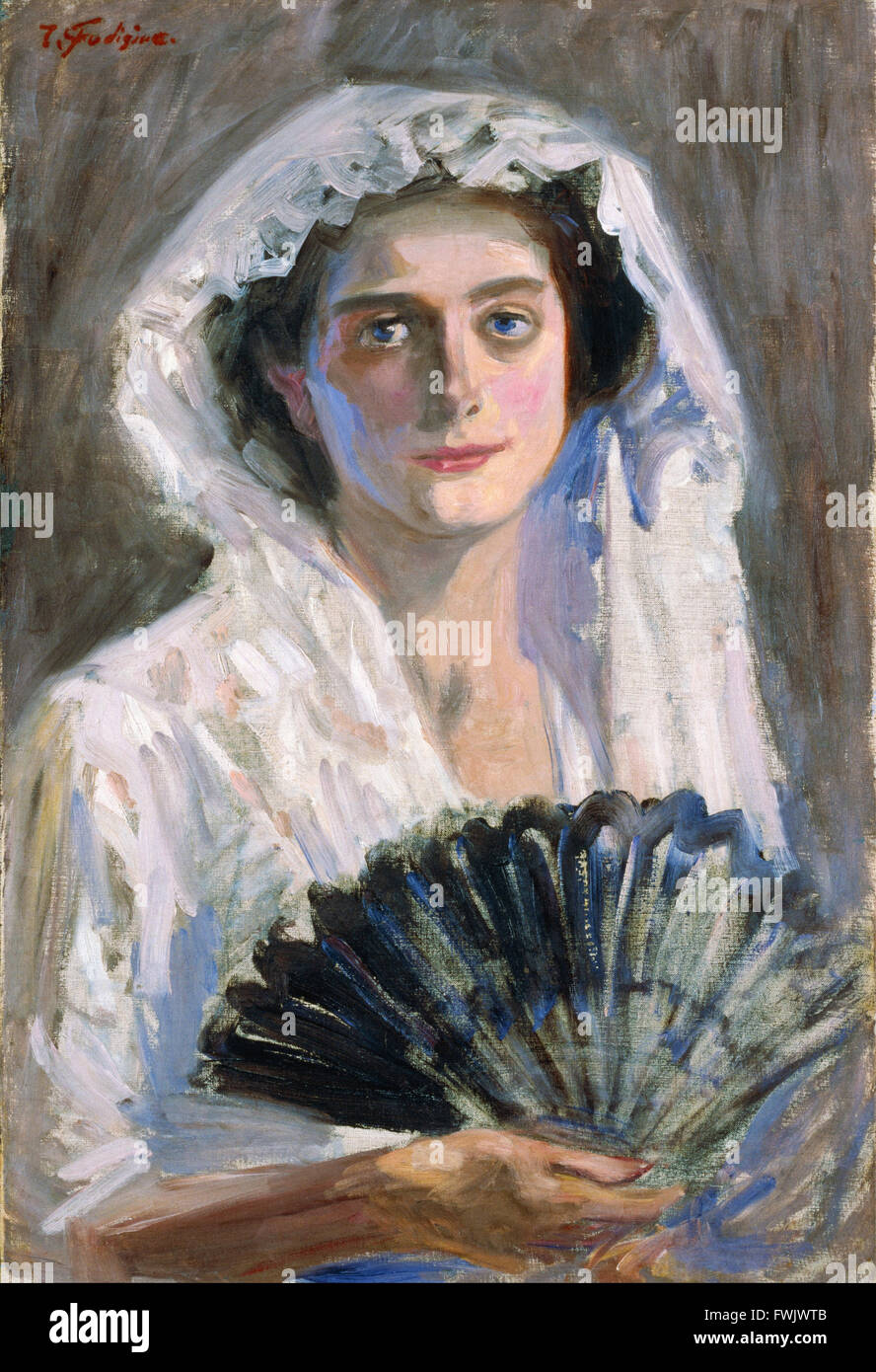 Fujishima Takeji - schwarzen Fan - Bridgestone Museum of Art, Ishibashi Foundation Stockfoto