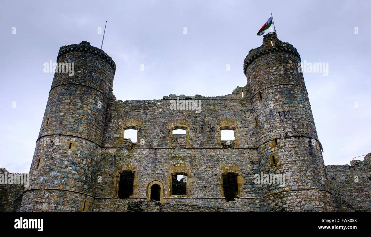 Harlech Castle befindet sich in Harlech, Gwynedd, Wales Stockfoto