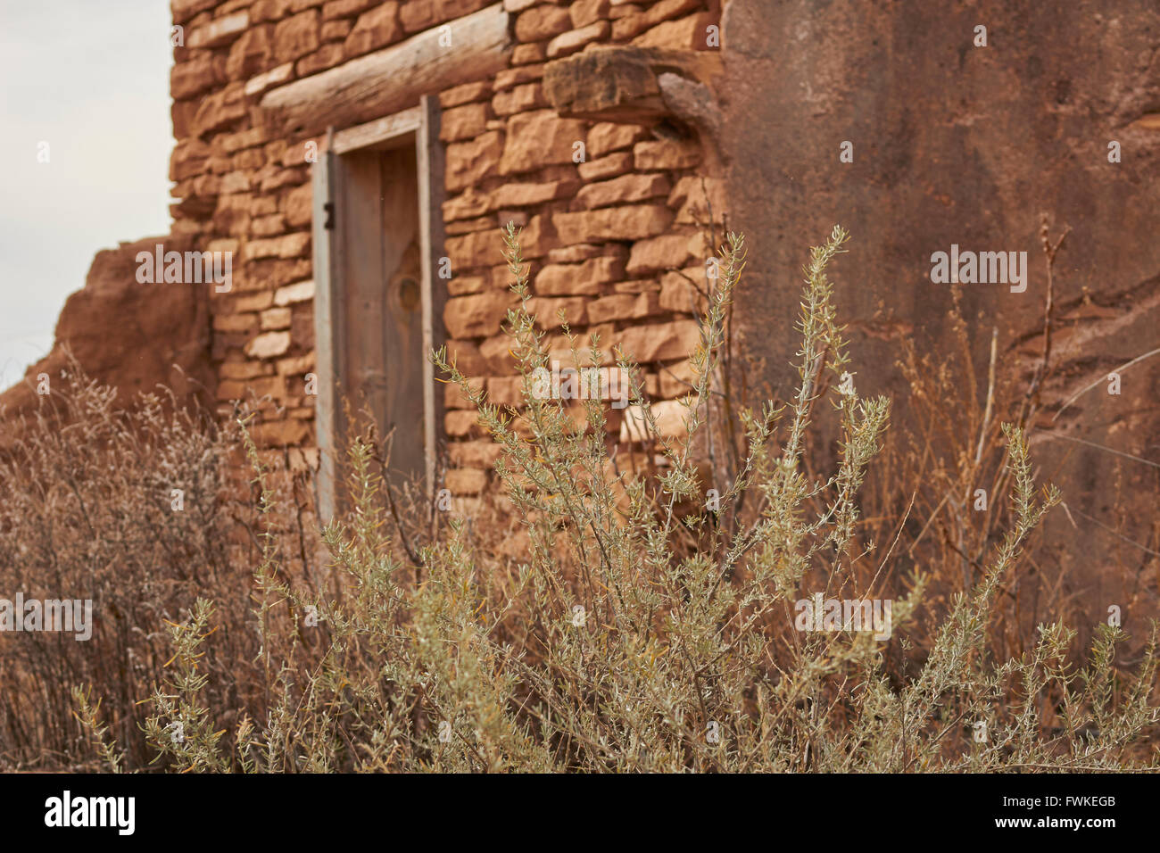 Ziegel und Adobe Kirchenruine, Santa Rosa, New Mexico, USA Stockfoto