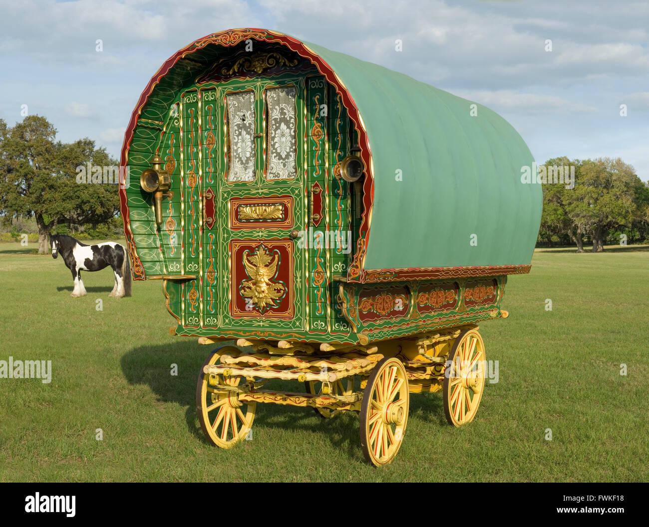 Zigeunerwagen, Caravan oder vardo Stockfoto