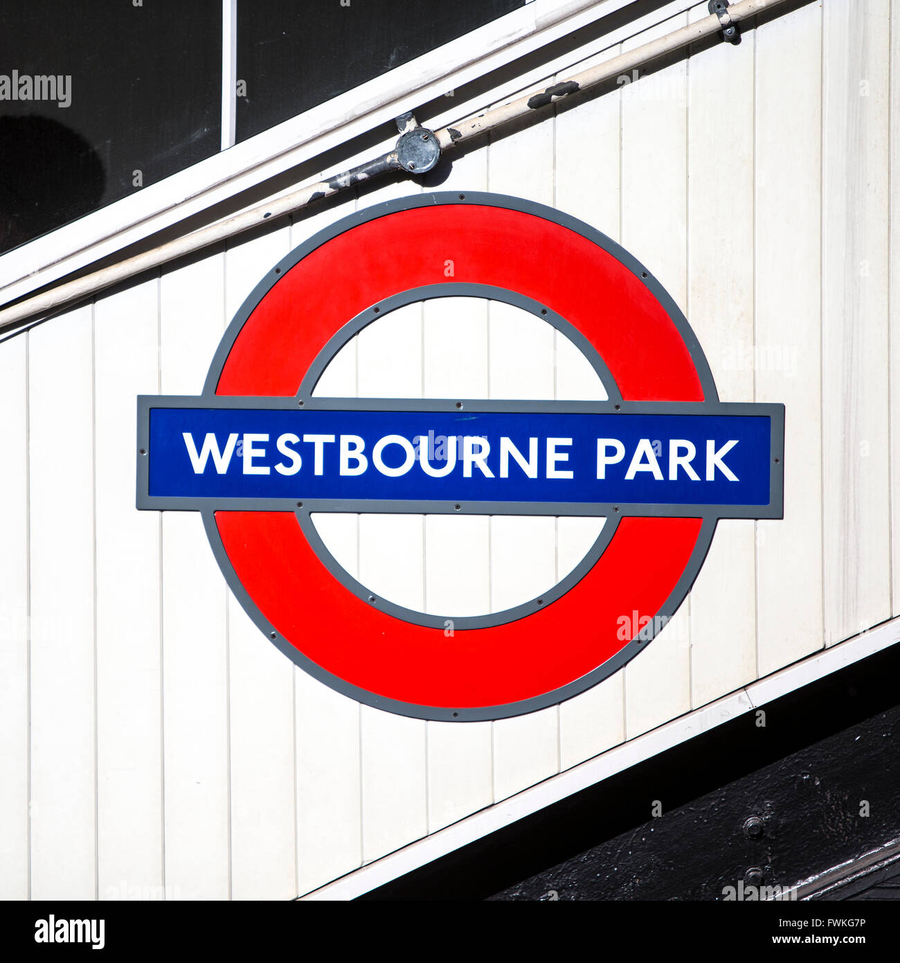 London Underground Zeichen Rondelle Westbourne Park Stockfoto