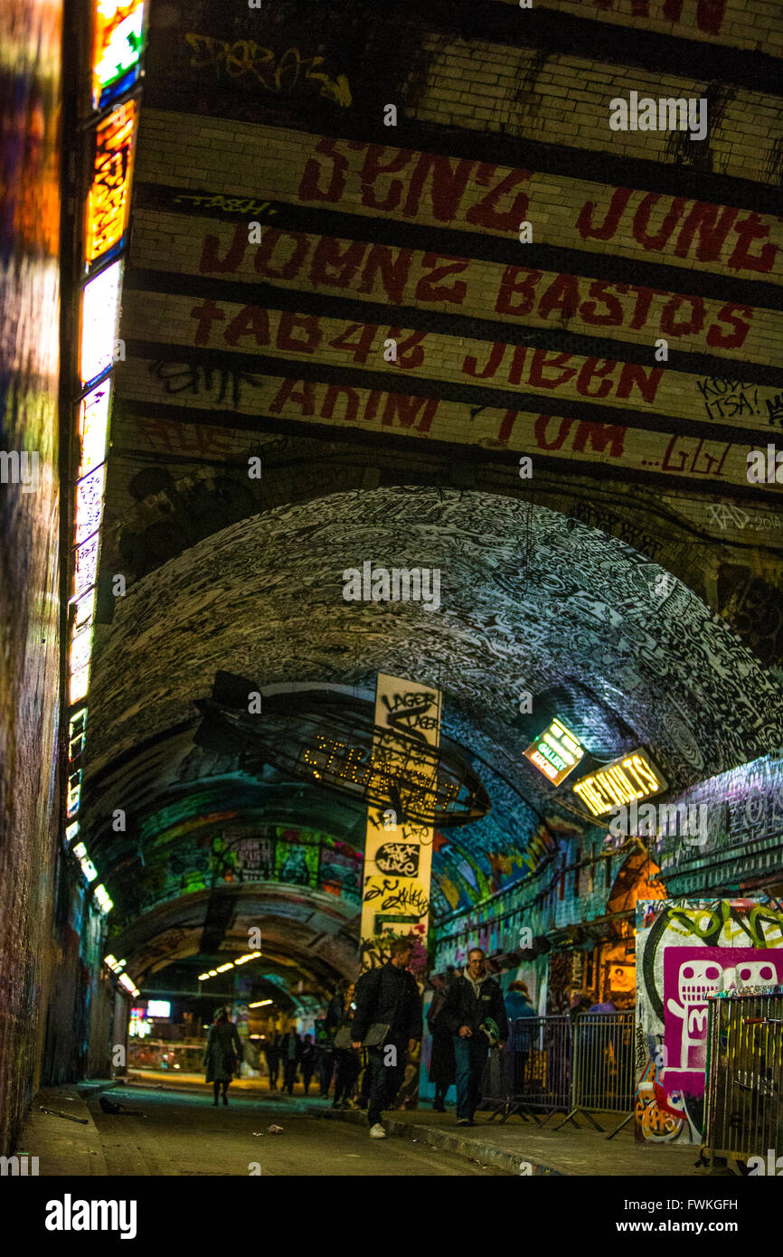 Leake Street Tunnel Banksy Graffiti Künstler London Southbank Stockfoto