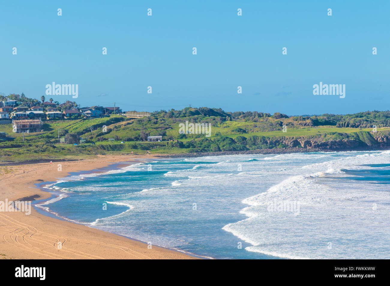 Bombo Strand, Kiama NSW wo eine Surfer schwere Verletzungen bei einem Haiangriff auf 30. März 2016 erlitt Stockfoto