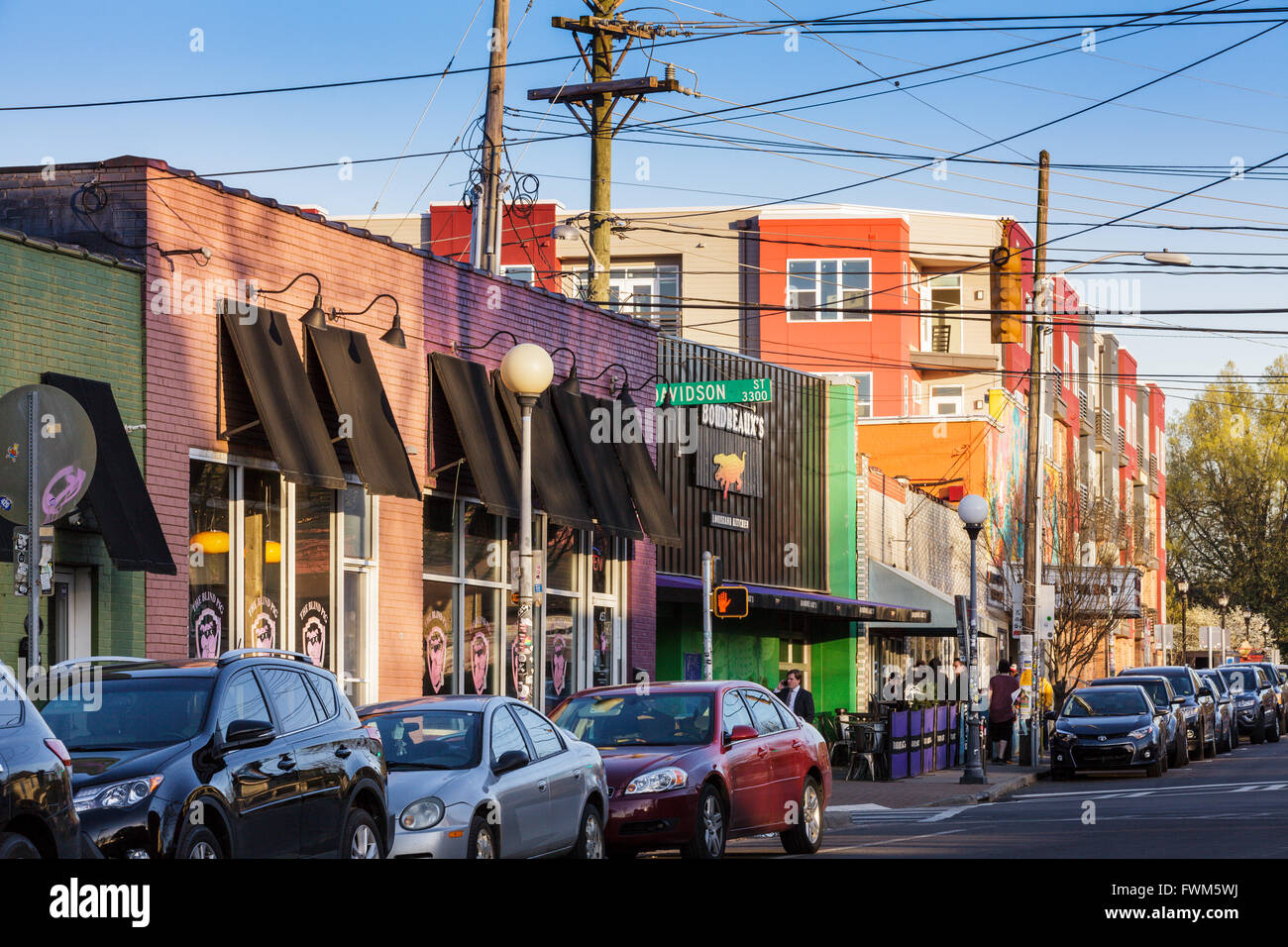 NoDa District, Charlotte, North Carolina, USA. Stockfoto